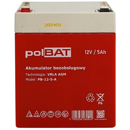 Akumulator AGM 12V 5Ah polBAT