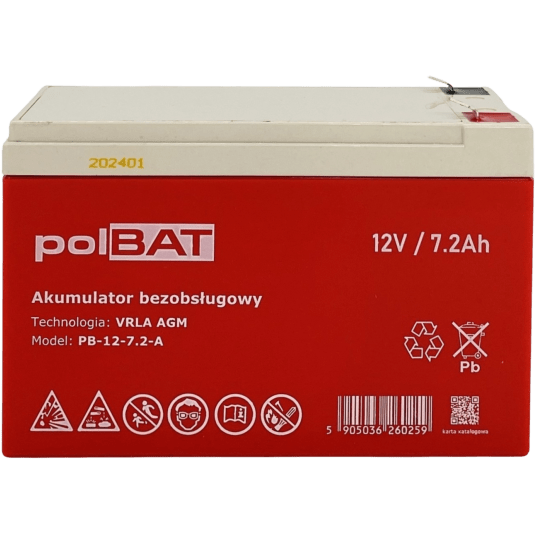 Akumulator AGM 12V 7.2Ah polBAT