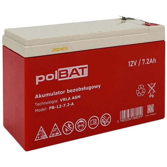 Akumulator AGM 12V 7.2Ah polBAT