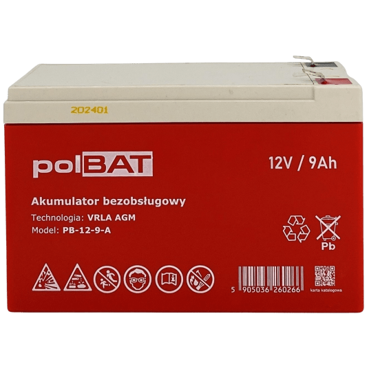 Akumulator AGM 12V 9Ah polBAT