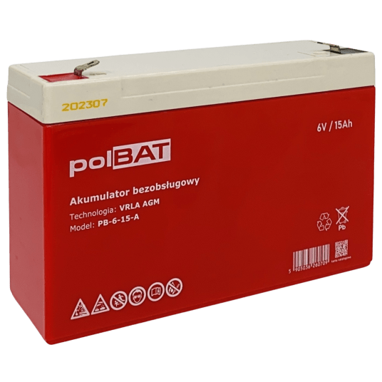 Akumulator AGM 6V 15Ah polBAT