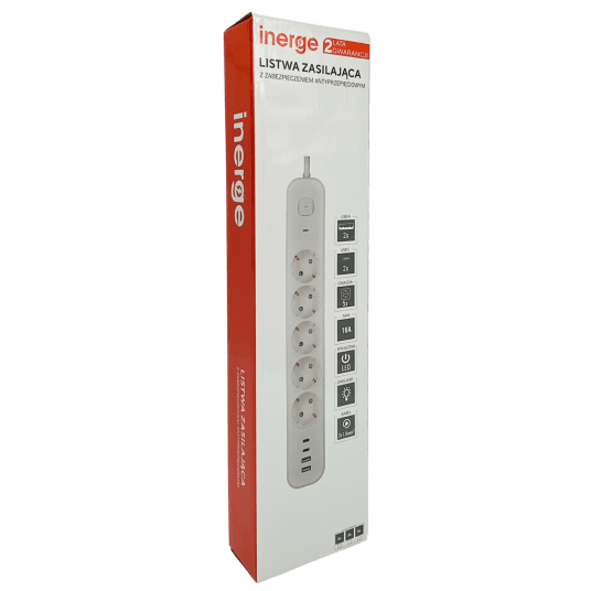 Listwa zasilająca INERGE 5-gniazdowa 3m PSS-0531-03-W