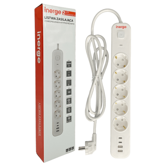 Listwa zasilająca INERGE 5-gniazdowa 3m PSS-0531-03-W