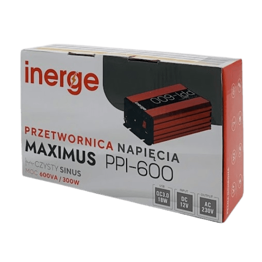 Przetwornica napięcia Maximus PPI-600 12VDC/230VAC 600VA/300W Inerge